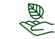 Es ist ein Icon zu sehen, bestehend aus einer offen Hand auf der ein Blatt von einer Pflanze liegt